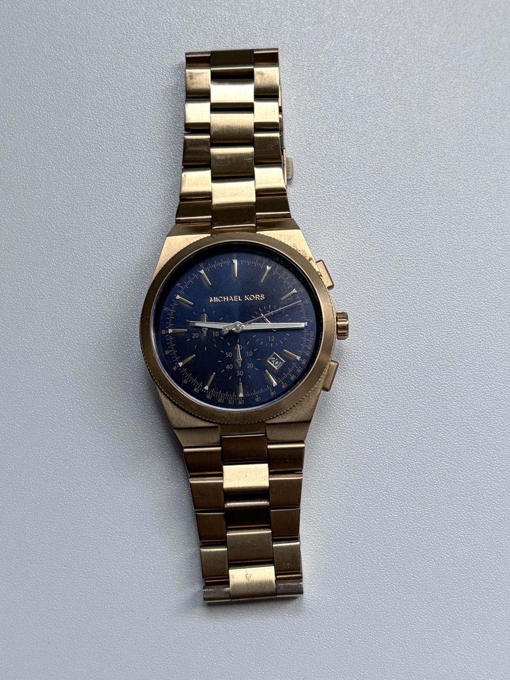 Michael Kors Men's Gold Bracelet Watch with Blue Dial